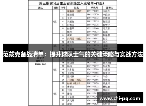 范戴克备战清单:提升球队士气的关键策略与实战方法 范戴克备战清单:提升球队士气的关键策略与实战方法